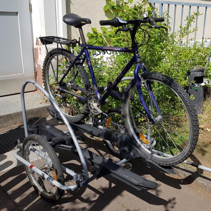 Testrad auf Fahrradtransportanhaenger