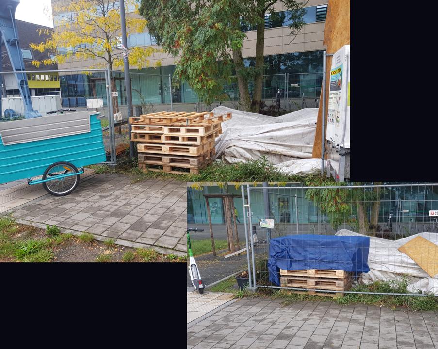 Ploggenom 3 und der Palettenstapel beim Radschlag
