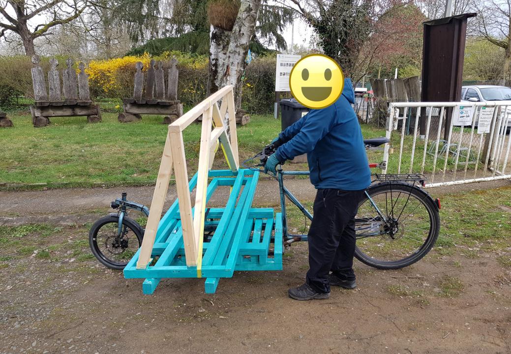 Wooden frames loaded on Samum, with box detached.