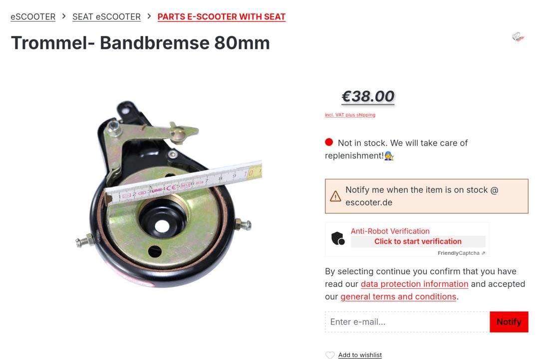 Bandbremse nicht verfuegbar.