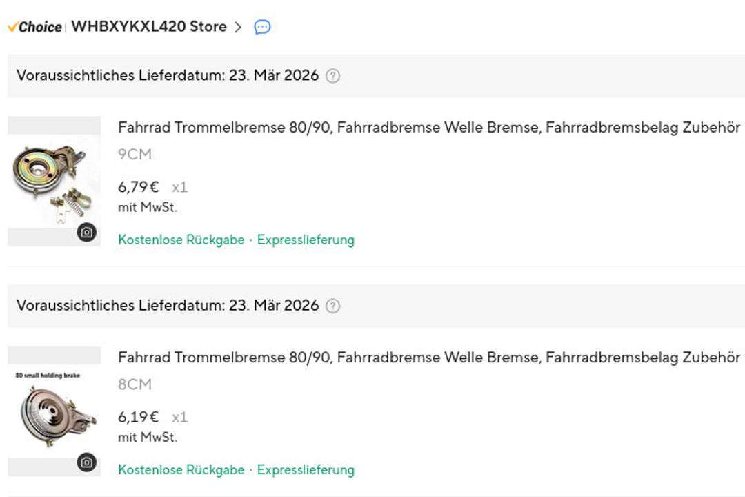 Uebersicht gekaufte Bandbremsen.